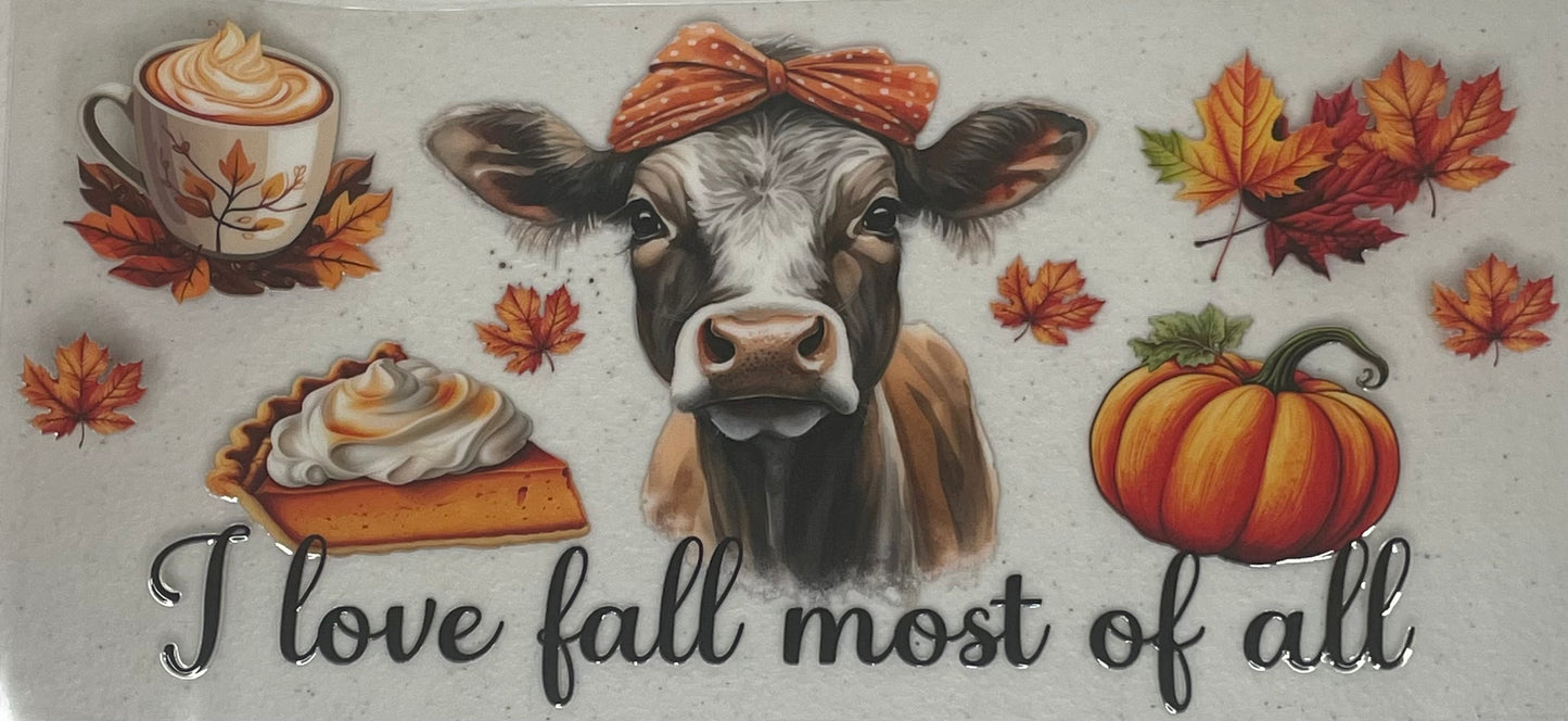 UV DTF Cup Wrap, Fall Cow