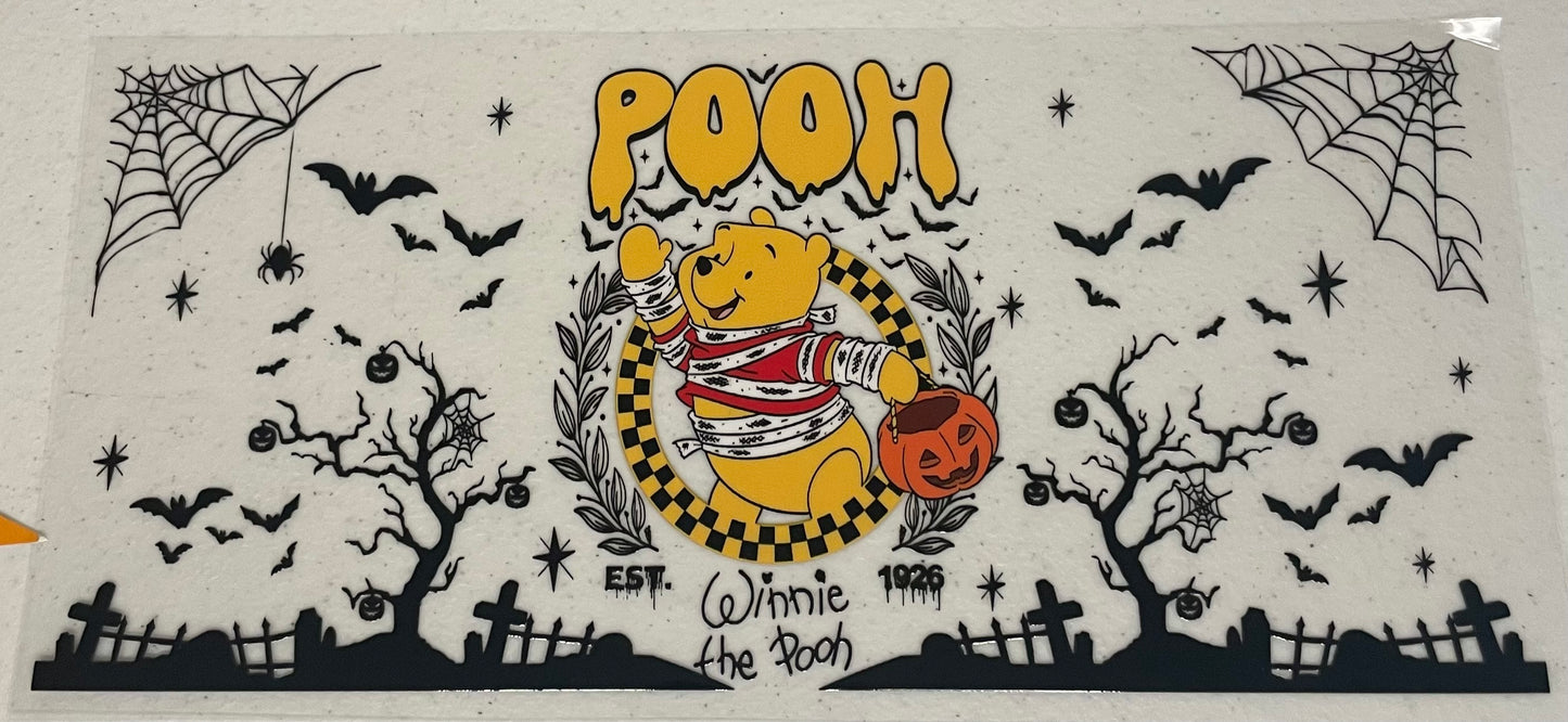 UV DTF Cup Wrap, Halloween pooh