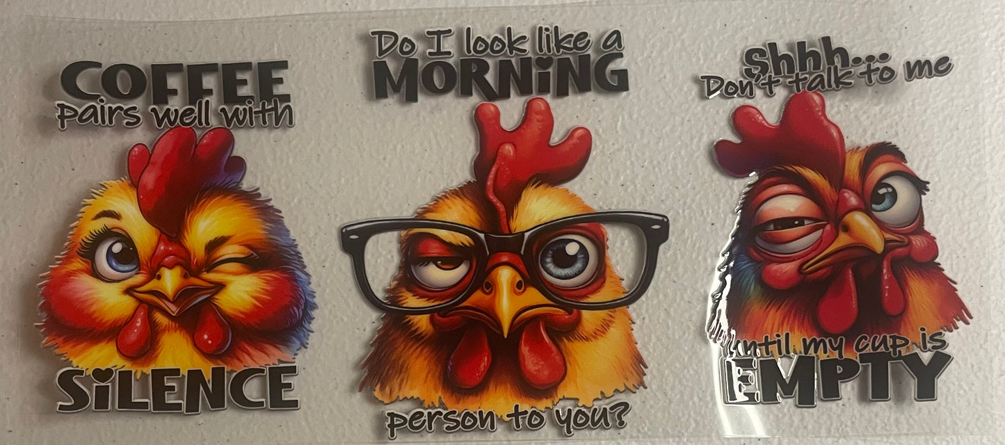 UV DTF Cup Wrap, Chickens