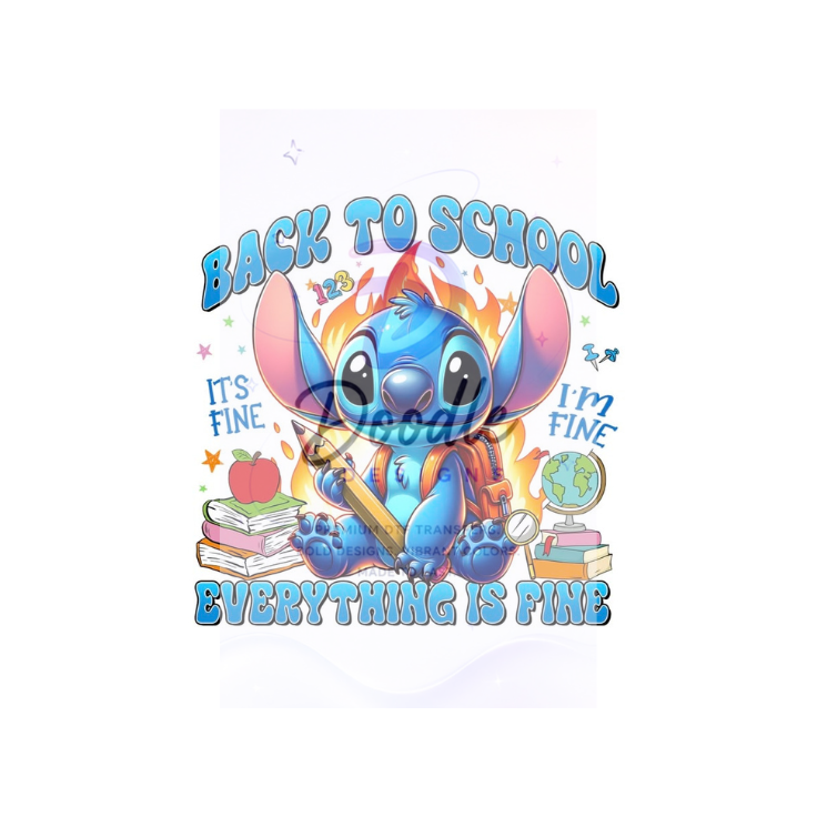 dtf child size t-shirt transfers "Stitch back to school"