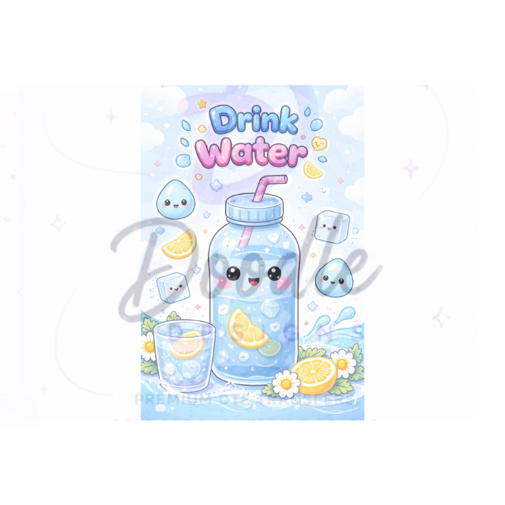 dtf child size t-shirt transfers "Drink Water"