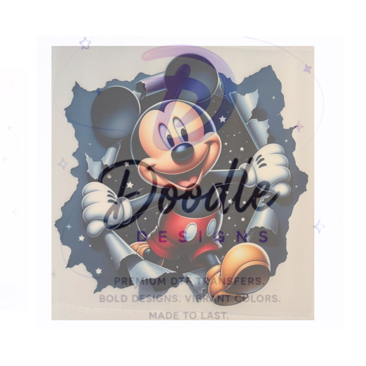 dtf child size t-shirt transfers "Mickey Busting Out"