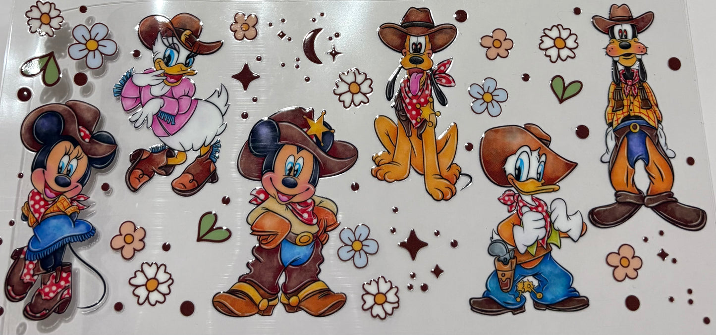 Uv dtf 16oz cup wraps   "cowboy Disney"