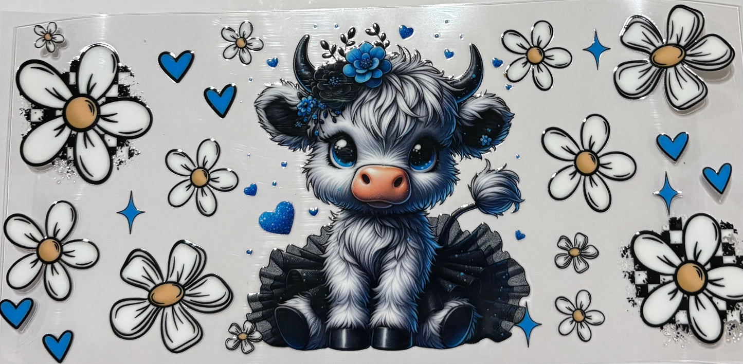 Uv dtf 16oz cup wraps   "Highland cow"