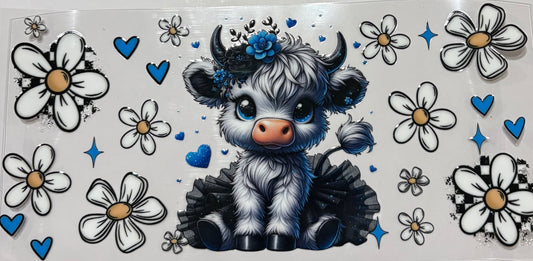 Uv dtf 16oz cup wraps   "Highland cow"