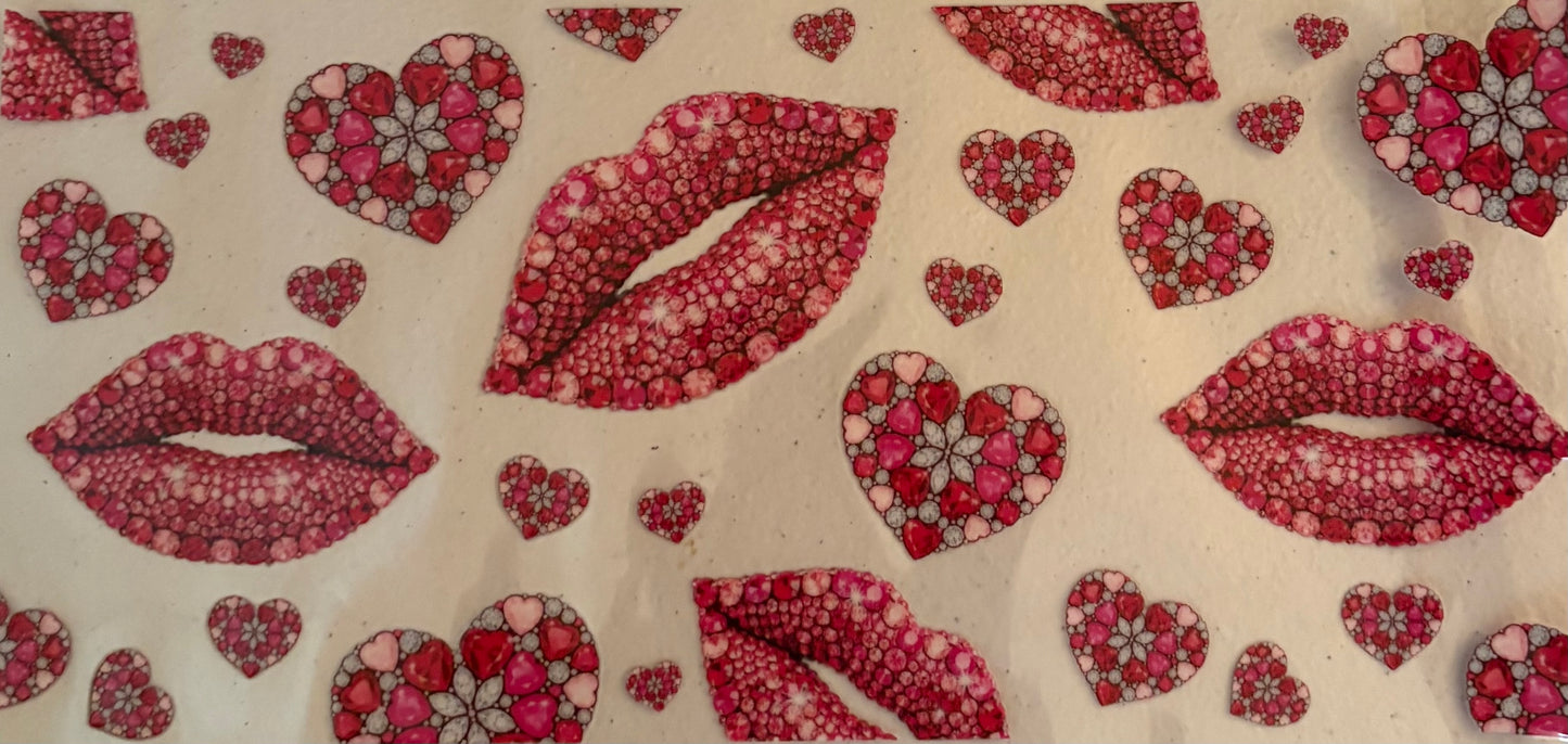 Uv dtf 16oz cup wraps   "blingy Lips"