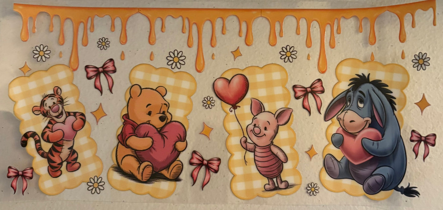 Uv dtf 16oz cup wraps   "pooh, honey drip"
