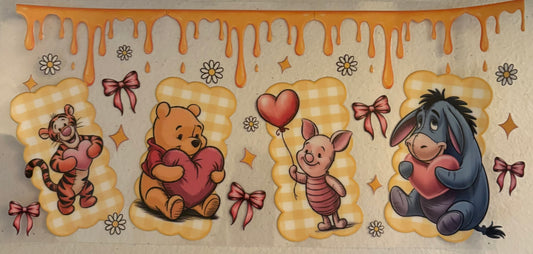 Uv dtf 16oz cup wraps   "pooh, honey drip"