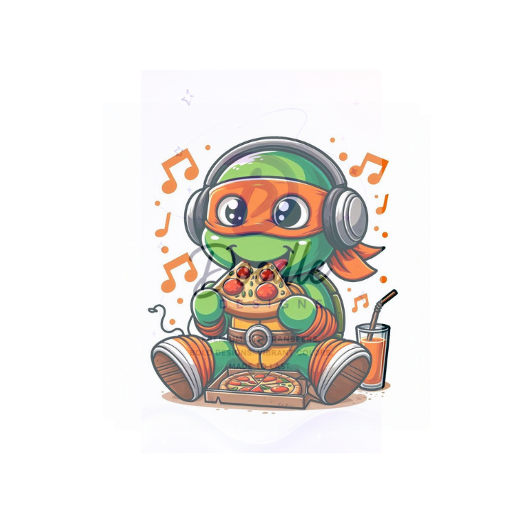 dtf child size t-shirt transfers "TMNT Mikey"