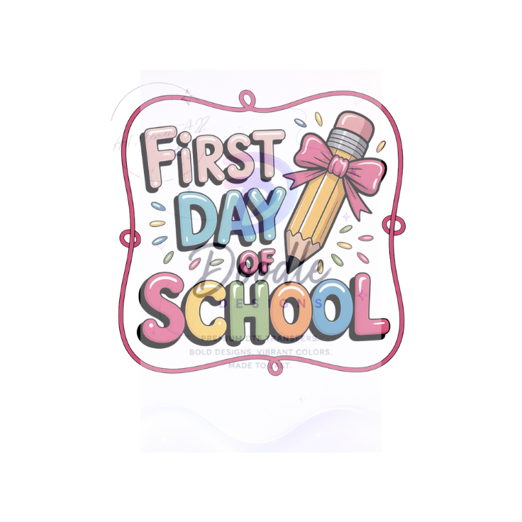 dtf child size t-shirt transfers "First Day of School"