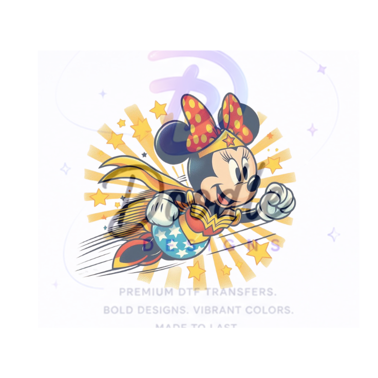 dtf child size t-shirt transfers "wonder woman Minnie"