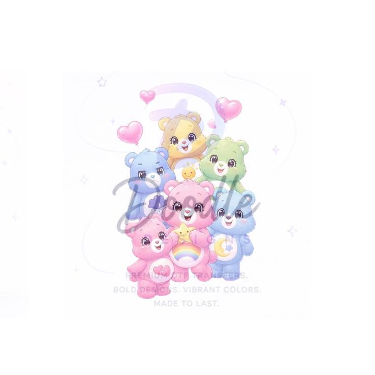 dtf child size t-shirt transfers "Care Bears"