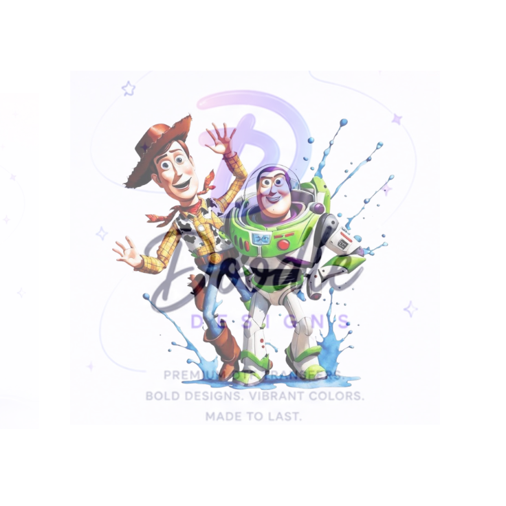 dtf child size t-shirt transfers "Buzz & Woody"