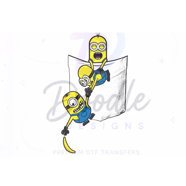 DTF Pocket size Heat Transfers Halloween "Minions Pocket"