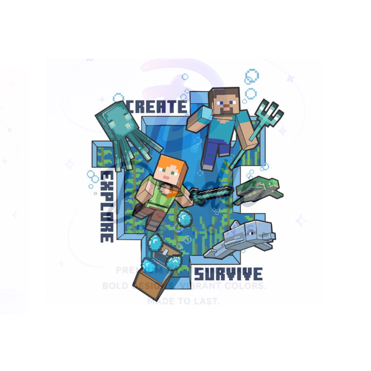 dtf child size t-shirt transfers " Minecraft"